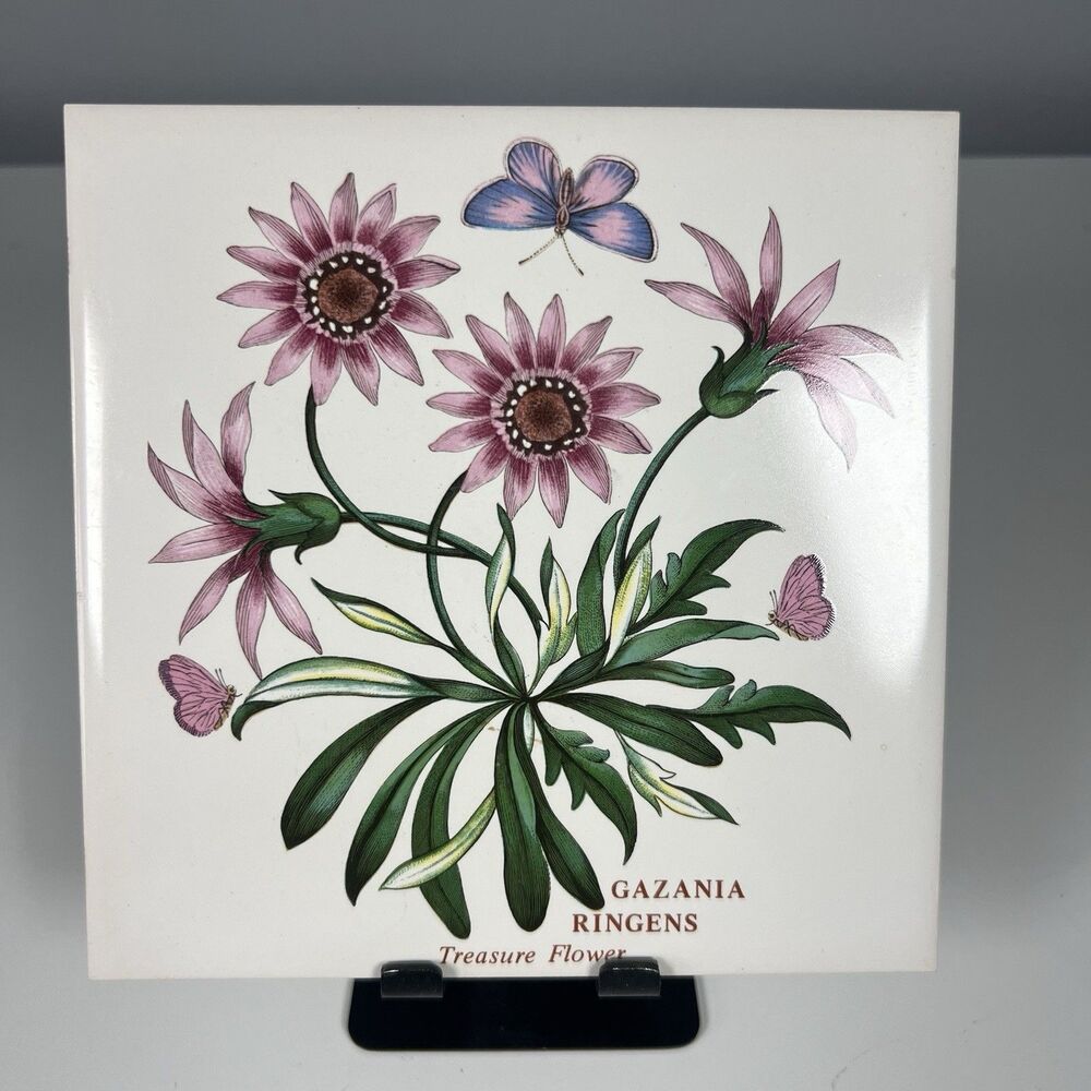 Portmerion Botanical Garden Treasure Flower 6” Tile Trivet Made In England
